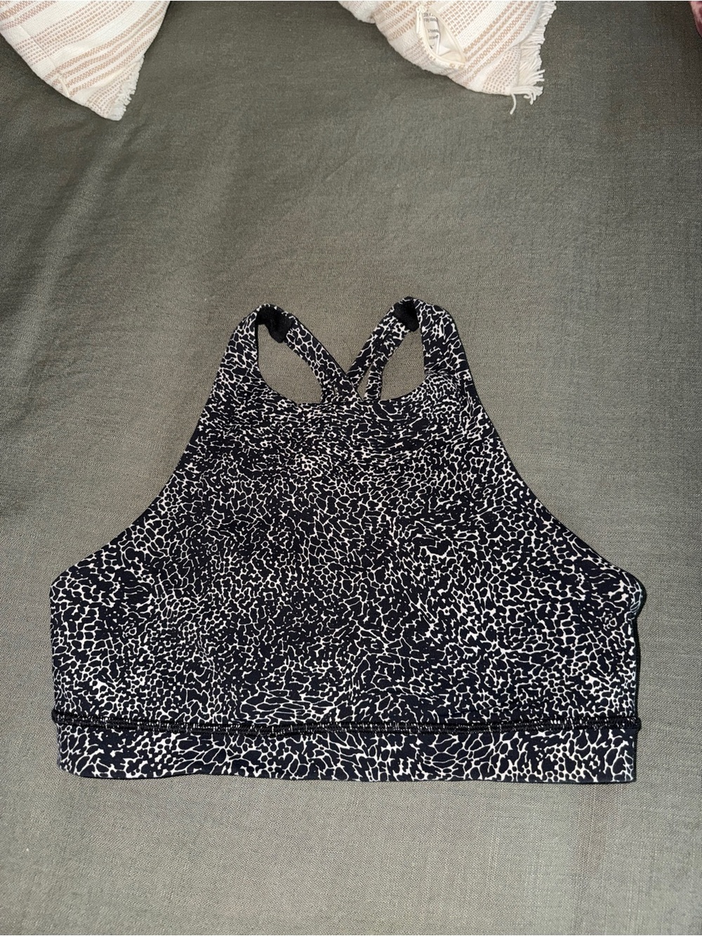lululemon athletica Black & White High-Neck Printed Sports Bra
